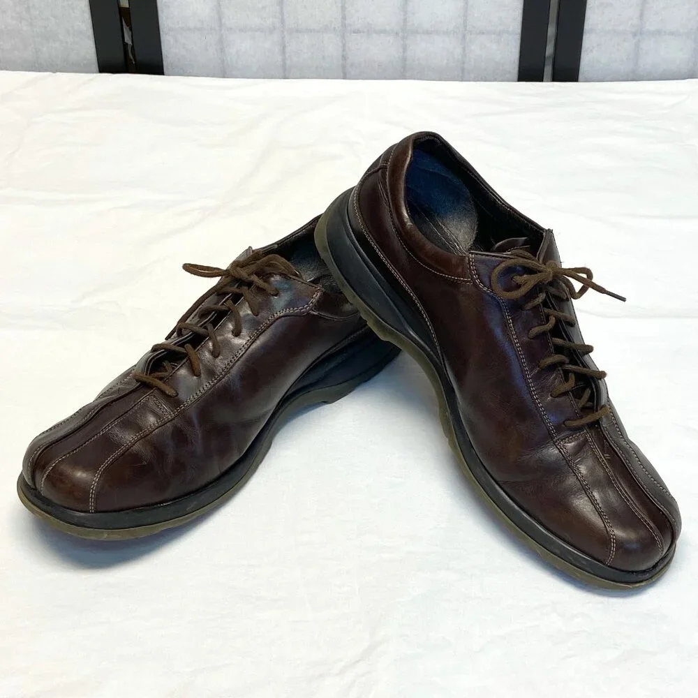 Kenneth Cole Reaction 12M Leather Tie Oxford Bowling Style Shoes Italy Split-Toe